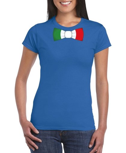 Blauw t-shirt met Italiaanse vlag strikje dames -  Italie supporter S