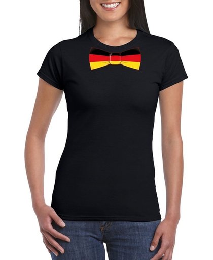 Zwart t-shirt met Duitse vlag strikje dames -  Duitsland supporter M