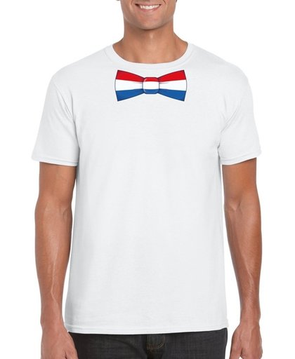 Wit t-shirt met Hollandse vlag strikje heren -  Nederland supporter 2XL
