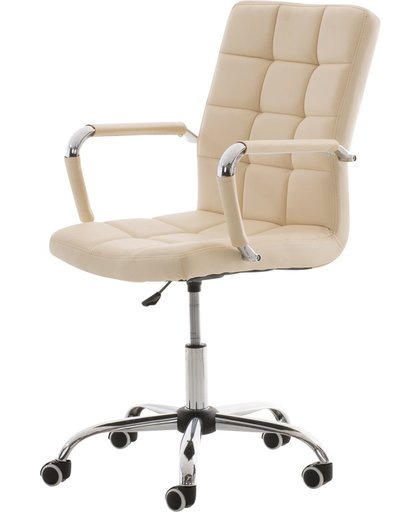 Clp Comfortabele bureaustoel DELI V2 conferentiestoel, vergaderstoel  - hoge rugleuning, kunstleer - crème,