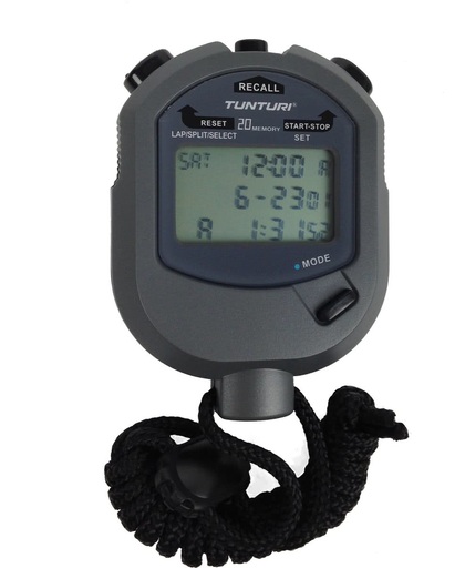 Tunturi - Stopwatch - Digitale Stopwatch - Sport stopwatch - met 20 Geheugens voor Tijd