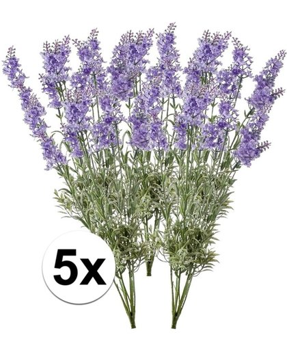 5x Licht paarse kunst lavendel bloemen 40 cm  - Kunstbloemen