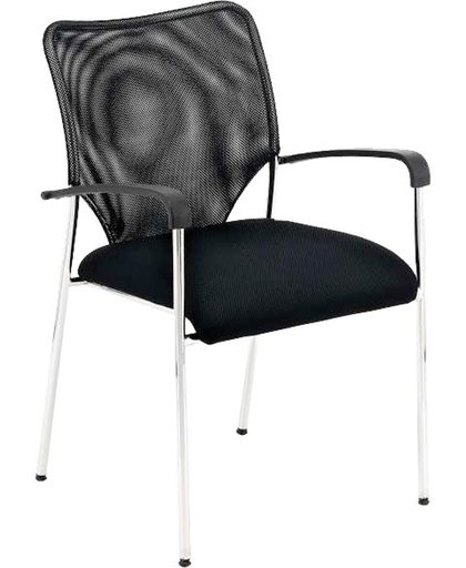 Clp Bezoekersstoel CUBA wachtkamerstoel, bezoekersstoel, conferentiestoel, keukenstoel,  met leuning, gepolsterd zitvlak - zwart,