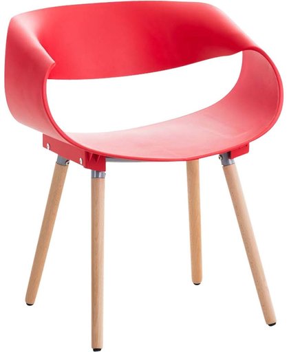 Clp Design retro stoel TUVA, woonkamerstoel, eetkamerstoel, wachtkamerstoel, vergaderstoel, bezoekersstoel, objectstoel, vergaderstoel, draagvermogen: 150 kg, houten frame en zitting van kunststof - rood,