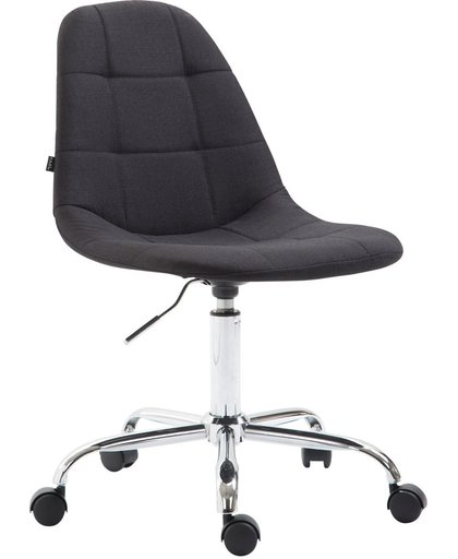 Clp Bureaustoel REIMS, bureaustoel met doorgestikte zitting, in hoogte verstelbare werkstoel, metalen frame in chromen look, draaistoel met zwenkwielen, met bekleding van stof - zwart,