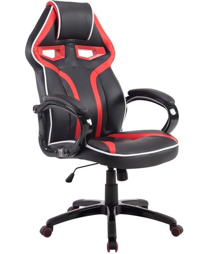 Clp Racing bureaustoel SCHUMI gaming -  sport seat racing, belastbaar tot 150 kg - kunstleer - zwart/rood,