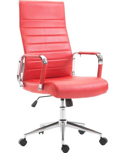 Clp bureaustoel COLUMBUS, met hoge rugleuning, ergonomisch met bekleding van kunstleer - rood
