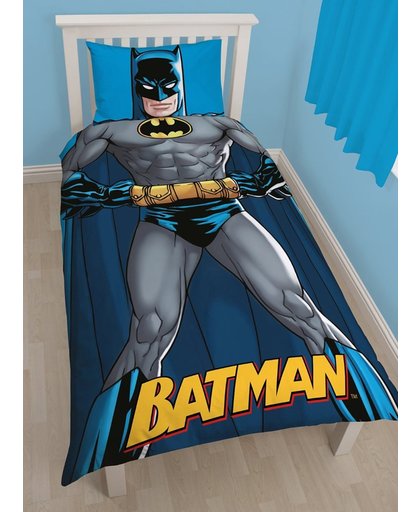 Batman - Dekbedovertrek - Eenpersoons - 140 x 200 cm - Grijs/blauw