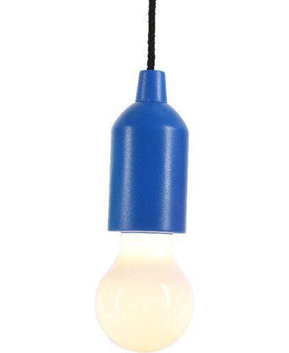Vdm Hanglamp Met Trekkoord Led Batterij Blauw