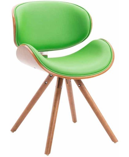 Clp Eetkamerstoel ORTEGA, wachtkamerstoel, woonkamerstoel, bezoekersstoel, designstoel, met houten zitting, bekleding van kunstleer, - groen kleur onderstel : walnoot