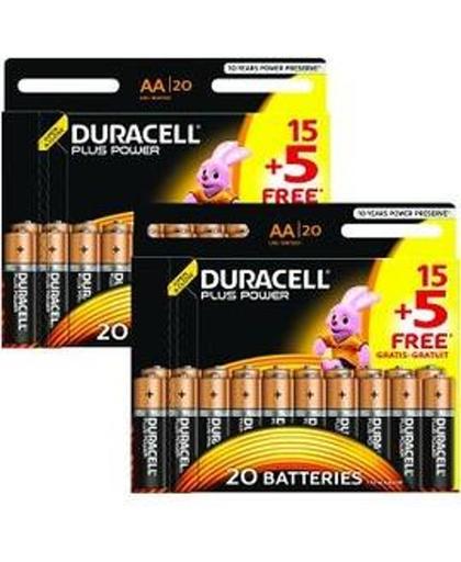 PSA Parts oplaadbare batterijen/accu's Duracell Plus Power AA 40 pack