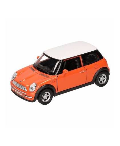 Speelgoed oranje mini cooper auto 11 cm
