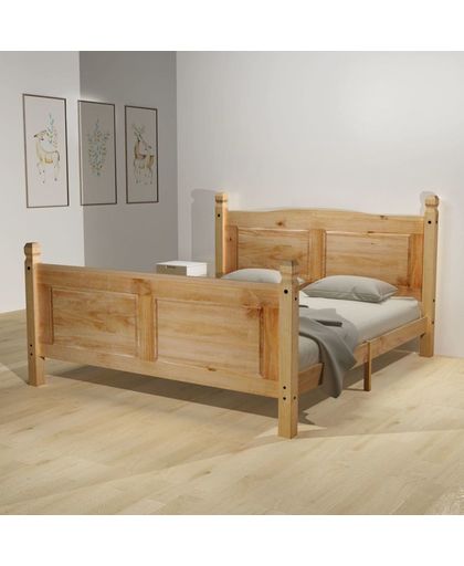 vidaXL Bed & traagschuim matras grenenhout Corona-stijl 140x200 cm