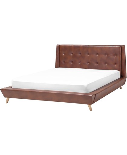 Beliani Tours - Bed - polyester - bruin - 189x225x104