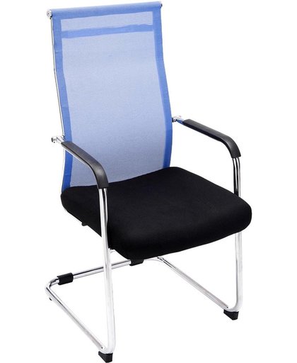 Clp Bezoekersstoel, conferentiestoel, vergaderstoel BRENDA - verchroomde cantilever met netbekleding - blauw,