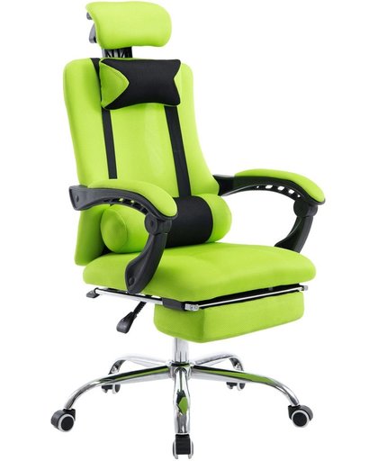 Clp Sportstoel Bureaustoel Relaxfauteuil FELLOW, belastbaar tot 115 kg, hoofdsteun, voetsteun, in hoogte verstelbaar 47 - 57 cm, bekleding van stof - groen