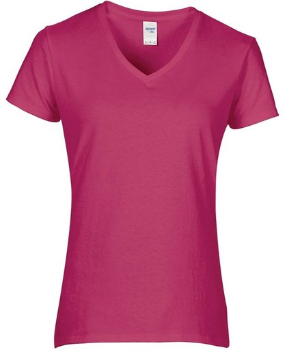 Basic V-hals t-shirt roze voor dames - maat XL