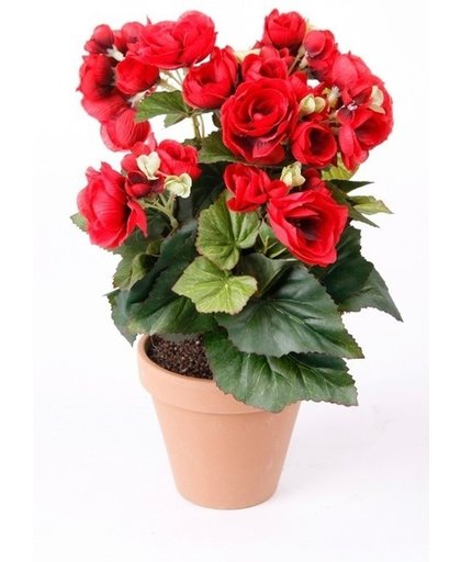 Kunstplant Begonia rood 30 cm