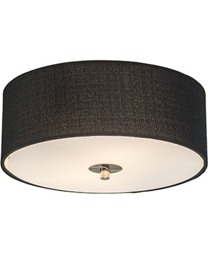 QAZQA Drum 30 - Plafondlamp met lampenkap - 2 Lichts - Ø30 cm - zwart