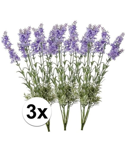 3x Licht paarse kunst lavendel bloemen 40 cm  - Kunstbloemen
