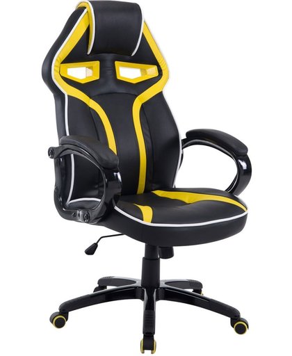 Clp Racing bureaustoel SCHUMI gaming -  sport seat racing, belastbaar tot 150 kg - kunstleer - zwart/geel,