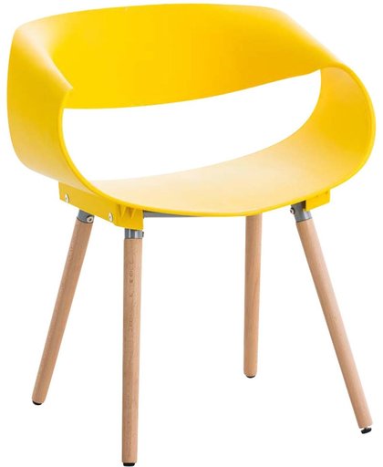 Clp Design retro stoel TUVA, woonkamerstoel, eetkamerstoel, wachtkamerstoel, vergaderstoel, bezoekersstoel, objectstoel, vergaderstoel, draagvermogen: 150 kg, houten frame en zitting van kunststof - geel,