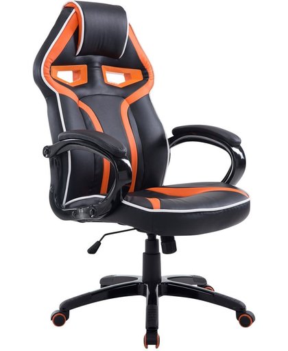 Clp Racing bureaustoel SCHUMI gaming -  sport seat racing, belastbaar tot 150 kg - kunstleer - zwart/oranje