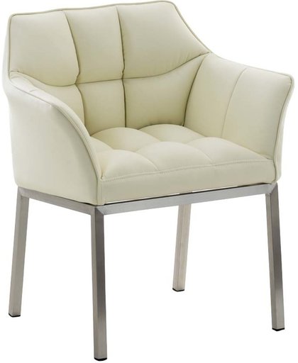 Clp Lounge zetel OCTAVIA - gepolsterde stoel met armsteun, kunstleer - crème, onderstel : edelstaal