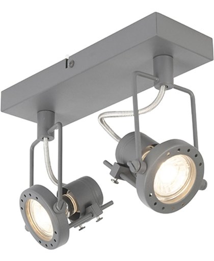 QAZQA Spot Suplux - Plafond spot - 2 lichts - H 175 mm - antraciet