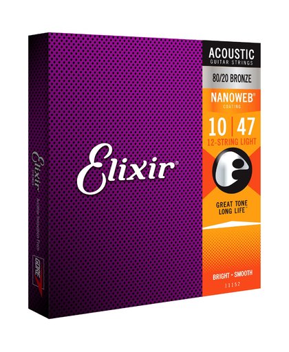 Elixir 11152 Acoustic 80/20 Bronze Nanoweb 12-String Light