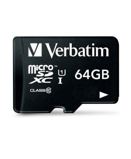 Verbatim MICRO SDXC 64GB CL 10 ADAP microSDXC-kaart 64 GB Class 10 Incl. SD-adapter
