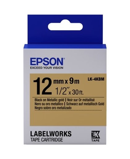 Epson Metallic Tape - LK-4KBM Metallic Blk/Gold 12/9 labelprinter-tape