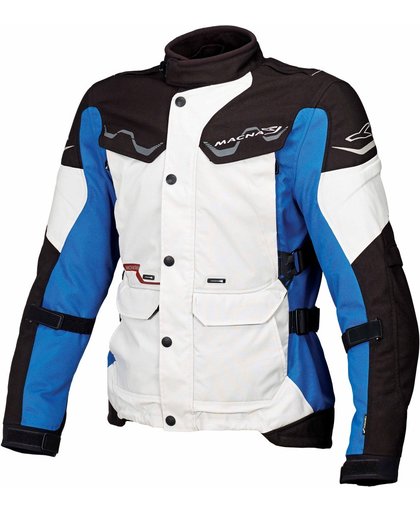 Macna Mountain Motorcycle Textile Jacket Black White Blue 2XL