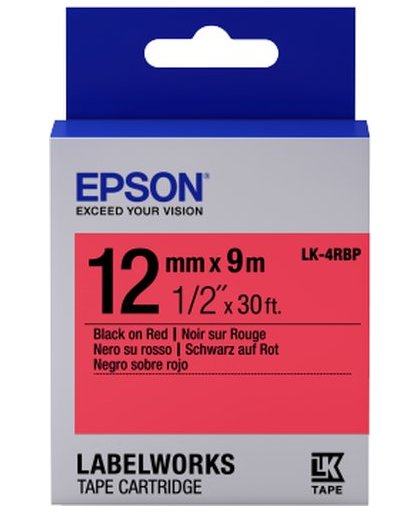 Epson Pastel Tape- LK-4RBP Pastel Blk/Red 12/9 labelprinter-tape