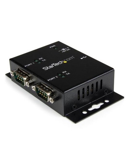 StarTech.com 2-poort Industriële USB naar Seriële Adapter Hub Wandmontage met DIN-Rail Clips kabeladapter/verloopstukje