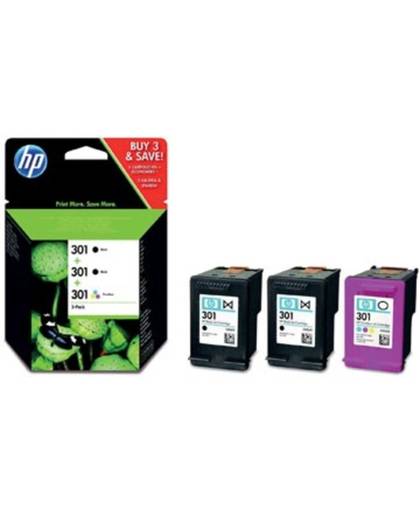 HP 301 Cartridge Combipack Origineel Zwart, Cyaan, Magenta, Geel E5Y87EE Cartridge multipack