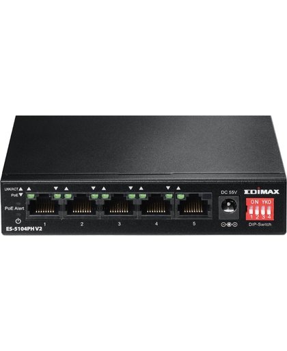 Edimax Lange afstand 5-poorts Fast Ethernet-switch met 4 PoE+-poorten | 1 stuks - ES-5104PH V2 ES-5104PH V2