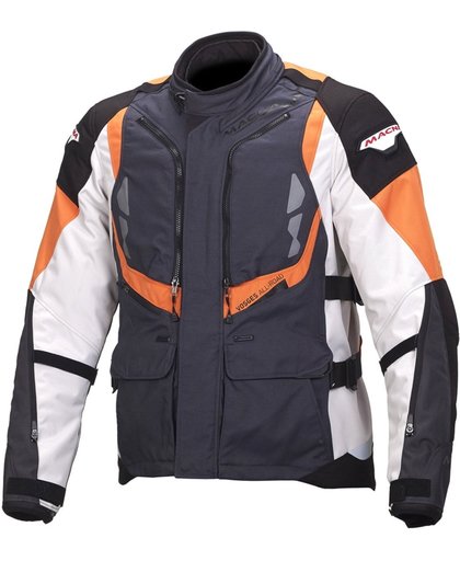 Macna Vosges Motorcycle Textile Jacket Black White Orange 2XL