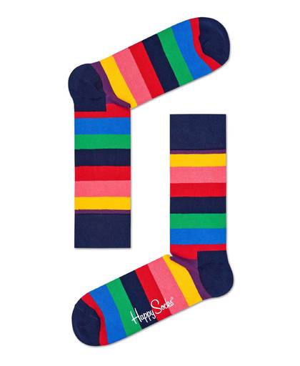 Happy Socks Stripe Sokken - Groen/Geel/Roze - Maat 41-46