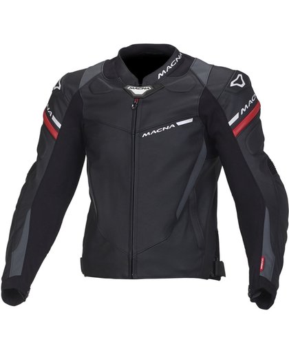 Macna Hyper Motorcycle Leather Jacket Black White Red 54