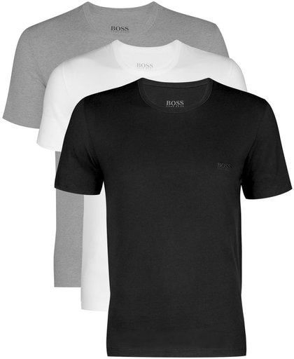 Actie 3-pack: Hugo Boss T-shirts Regular Fit - O-hals - zwart - wit en grijs -  Maat L