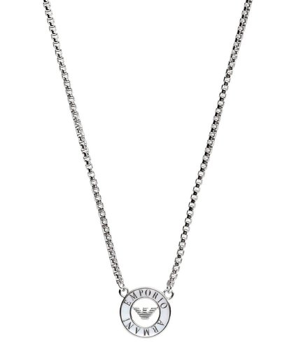 Emporio Armani Silver Logo Pendant Necklace
