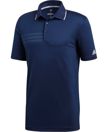 Adidas Golfpolo Drie-streep Heren Blauw Maat S