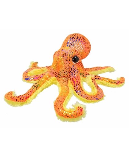 Pluche octopus knuffel oranje glitter 25 cm Oranje