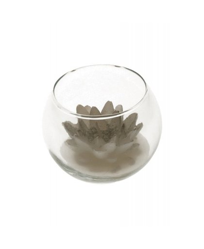 Lotus kaars in glas zilver 10 x 8 cm Zilver