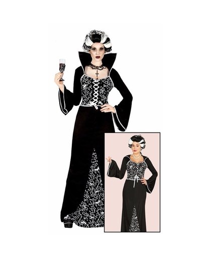 Halloween - Luxe vampieren halloween jurk zwart/wit voor dames 38-40 (S/M) Zwart