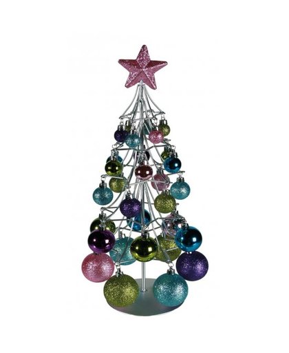 Kerstboompje met pastel kleuren ballen Multi