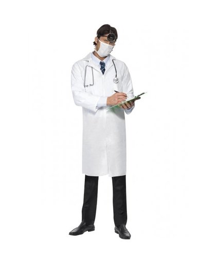 Voordelig dokters kostuum met mondkapje 56-58 (XL) Wit