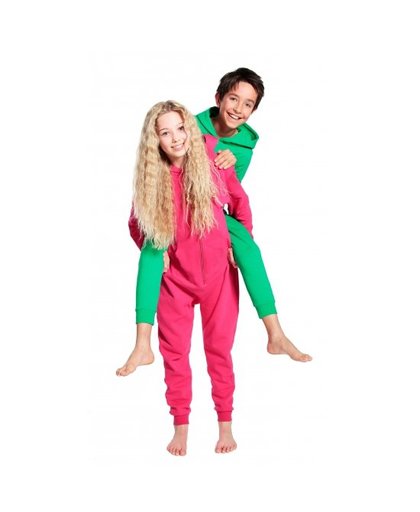 Warme onesie jumpsuit voor kinderen 7-8 jaar roze