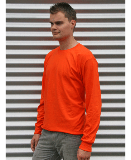 Heren t-shirt lange mouw oranje Oranje